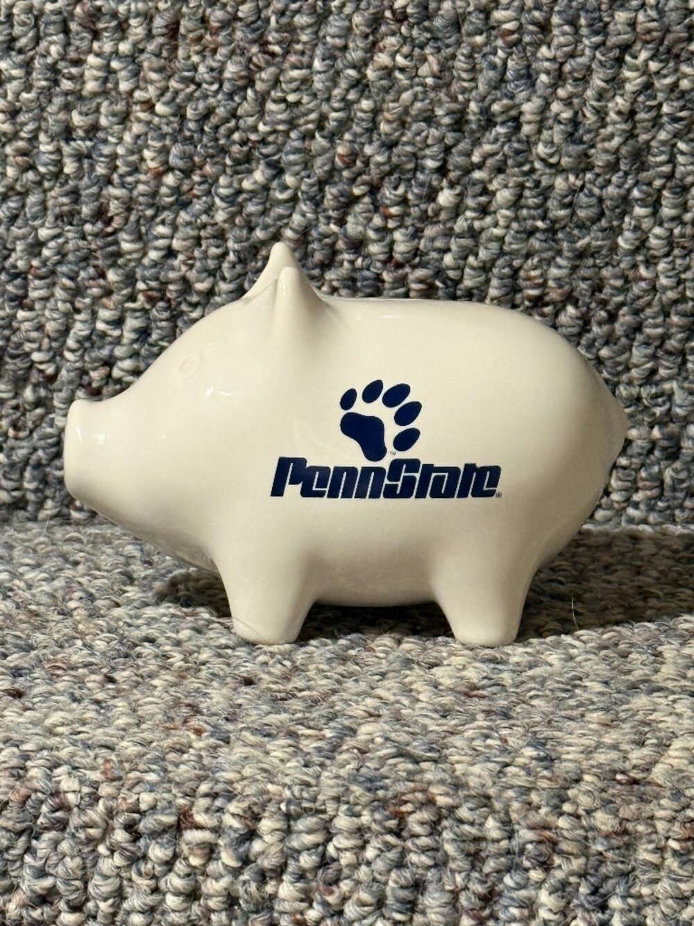 Vintage Penn State Pfaltzgraff Authentic White Piggy Bank Nittany Lions Rare